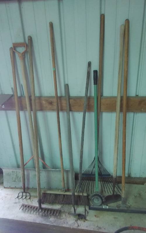 lot 19 image: Snow Shovel, Rakes, Squeegee, Hoes