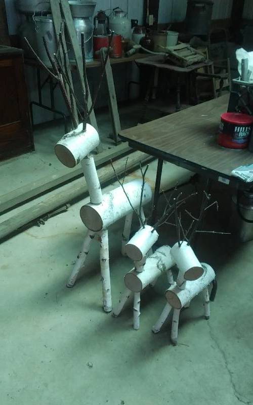 lot 53 image: 3-Birch Bark Reindeer