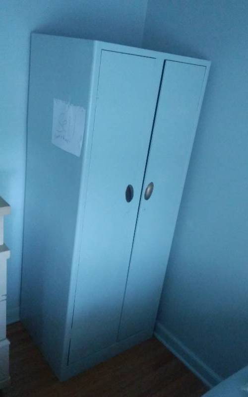 lot 201 image: Vintage Metal 2-Door Wardrobe