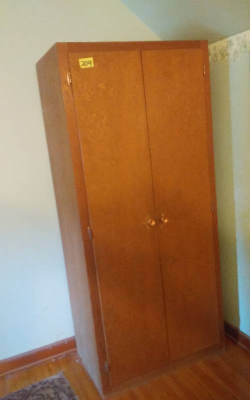 lot 204 image: 2-Door Wood Wardrobe 32x20x72 (Upstairs)