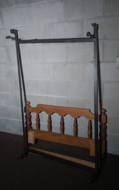 lot 234 image: Adjustable Bed Frame & Wood Foot Board