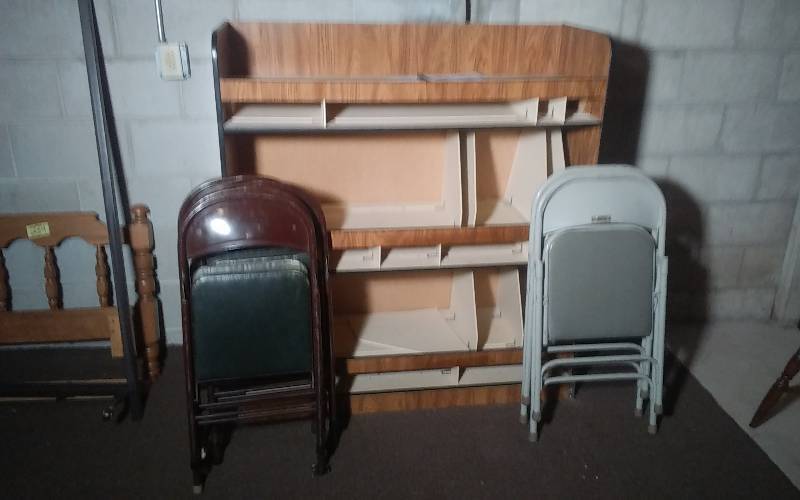 lot 235 image: File Shelf Cabinet 48x18x53 Bring HelpFor Hauling Upstairs And 6-Folding Chairs