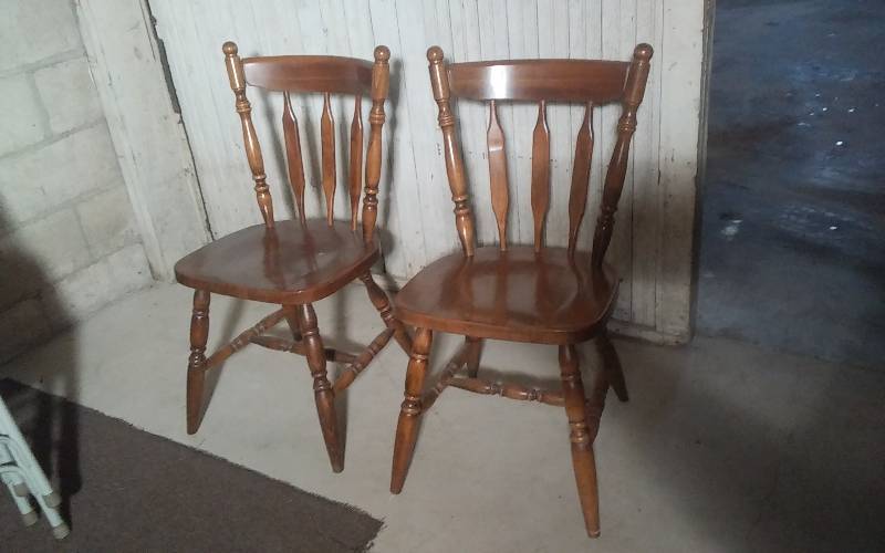 lot 236 image: 2-Wood KitchenDining Chairs