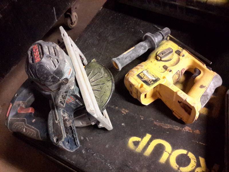 lot 43 image: Bosch Saw, Dewalt Hammer Drill.  No Batteries