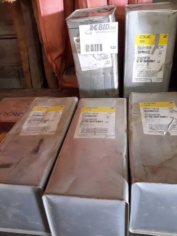lot 135 image: 5 Cans of Welding Rods, see closeups for types