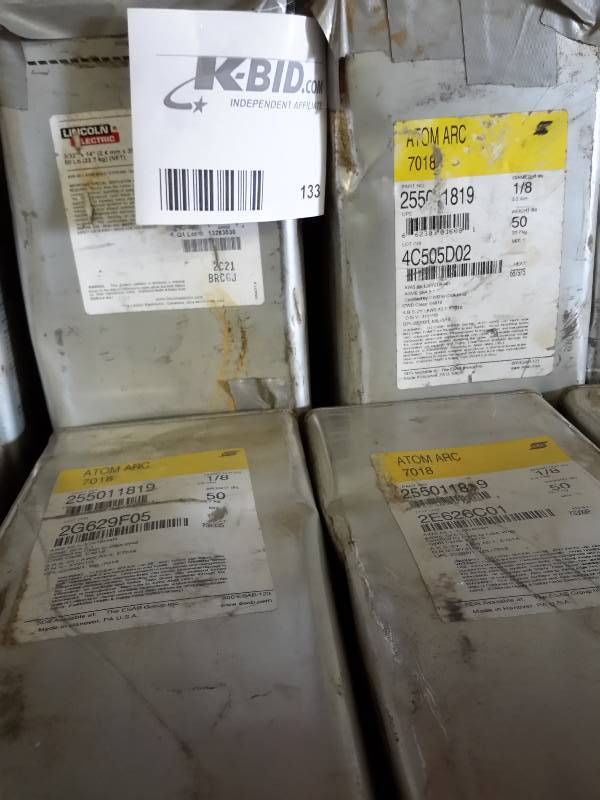 lot 133 image: 4 Cans of Welding Rods, see closeups for types