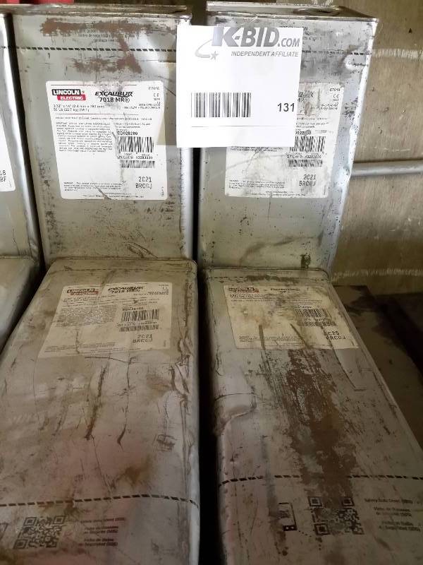 lot 131 image: 4 Cans of Welding Rods, see closeups for types
