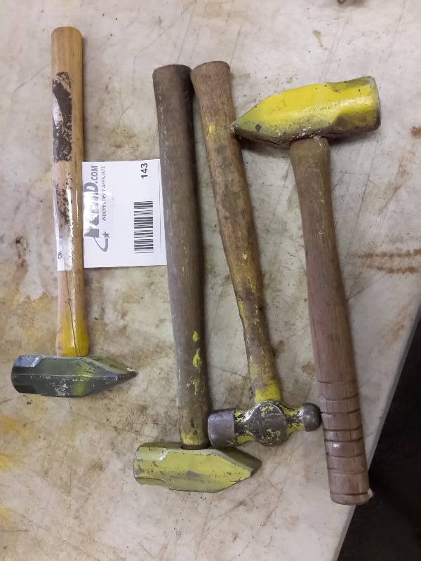 lot 143 image: 4 misc. sizes of hammers as pictured