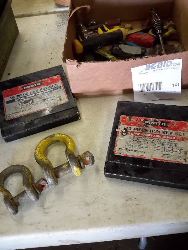 lot 161 image: 2 PROTO HEX KEY Systems.. Metric and SAE  2 clevis  Misc. other tools as shown.