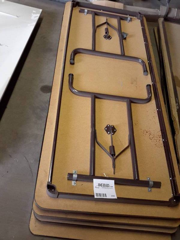 lot 230 image: 4, 30 in x 8 ft folding tables, Simulated wood