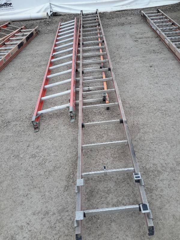 lot 332 image: 3 Sections of ladder.  Louisville, 14ft  Werner, 20 and 14 ft