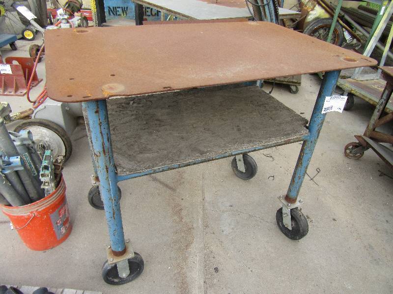 lot 298 image: Heavy Steel Rolling cart.. 48in x 36in x 42 in h