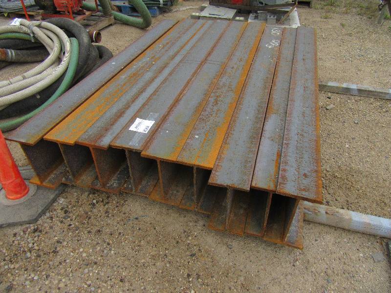 lot 308 image: 9, heavy Steel I Beams.  7ft x 6 12 in x 12 in..