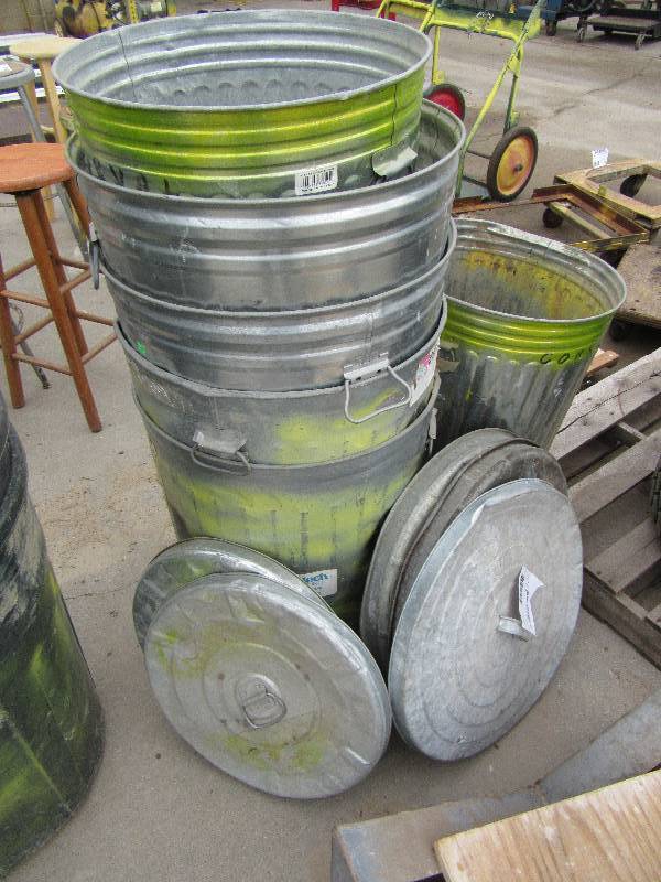 lot 247 image: 6 Galvanized, Garbage Cans with 5 covers