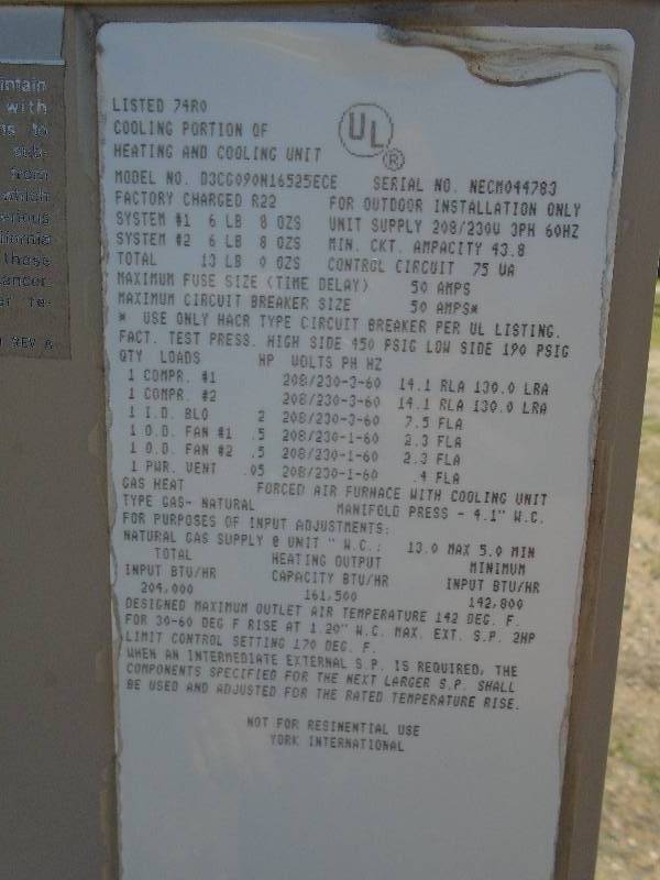 York Rooftop AC  Heating Unit