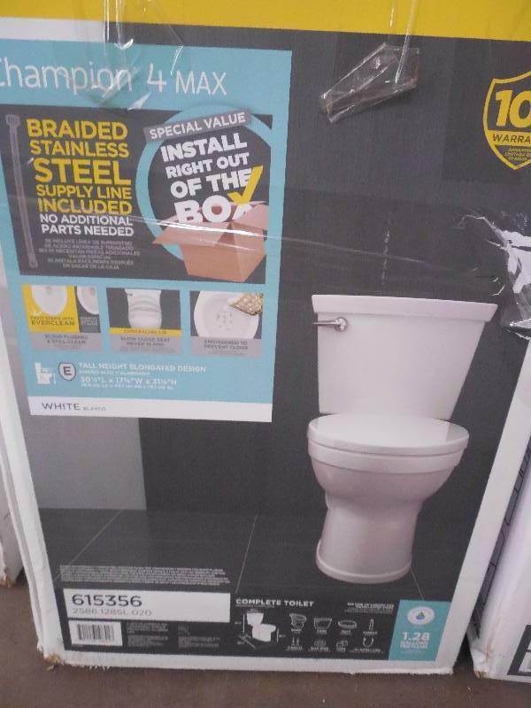 American Standard Champion 4 Max Tall Height 2-Piece High-Efficiency 1.28 GPF Single Flush Elongated Toilet in White with Slow Close Seat