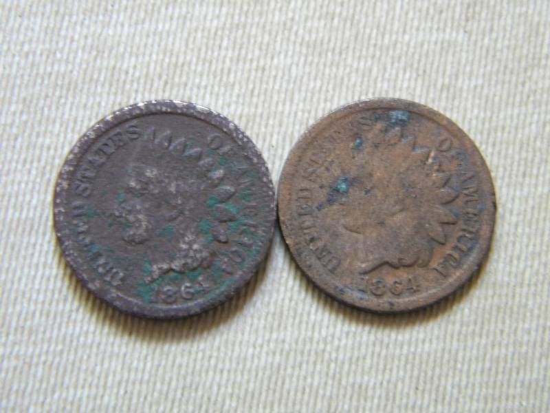 2 1864 (br) Indian Head Pennies (Key Date)