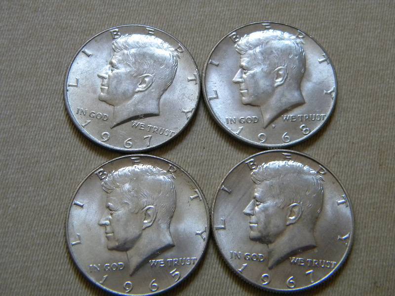 4 Kennedy 40% Silver Half Dollars