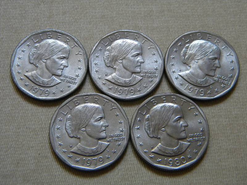 5 Susan B. Anthony Dollars