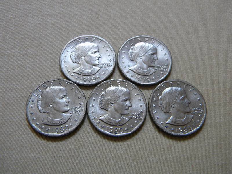 5 Susan B. Anthony Dollars