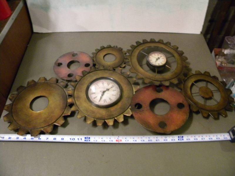 Metal Wall Decor with 2 Clocks