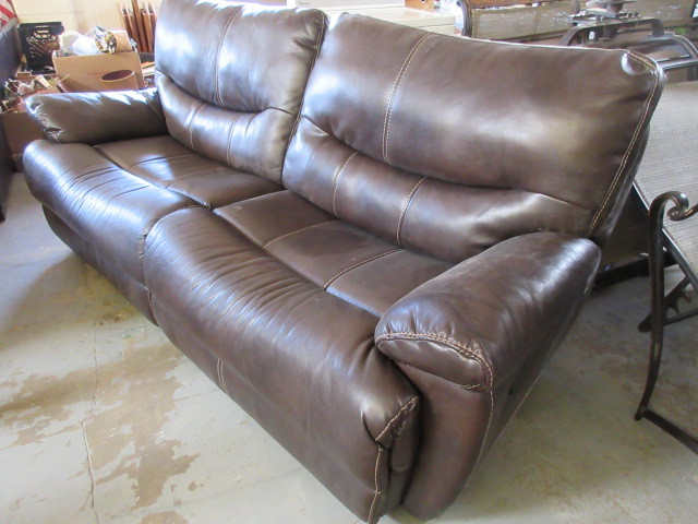 lot 300 image: LEATHER RECLINING SOFA