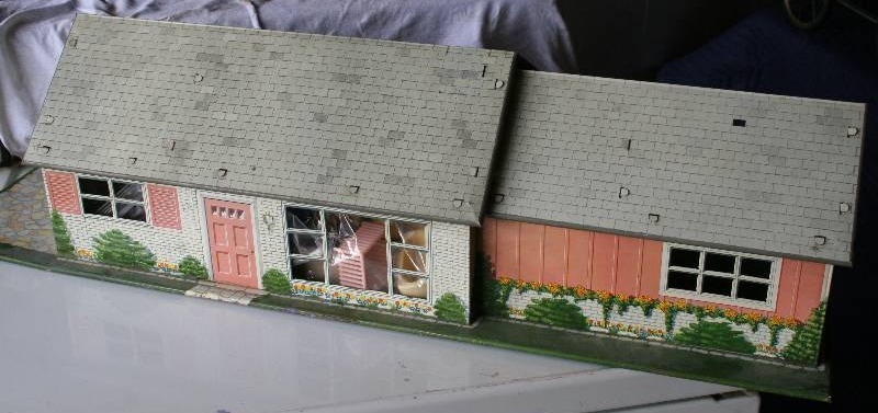 Vintage Metal Dollhouse with Doll Furniture