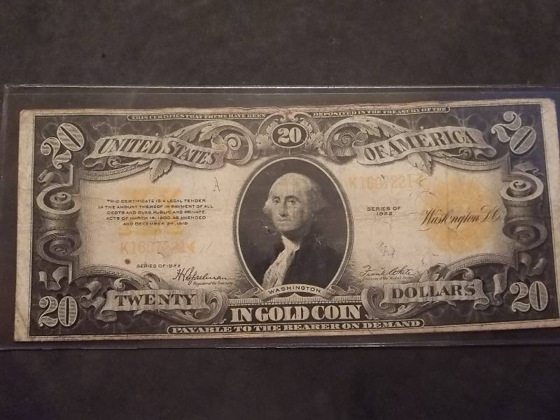 Twenty Dollar Gold Certificate 1922 Series