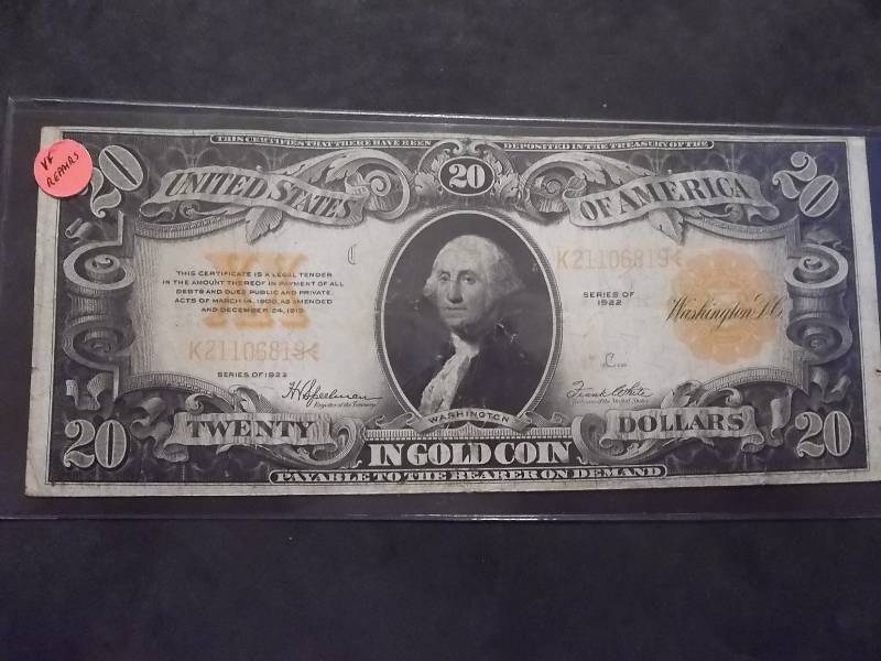 Twenty Dollar Gold Certificate 1922 Series