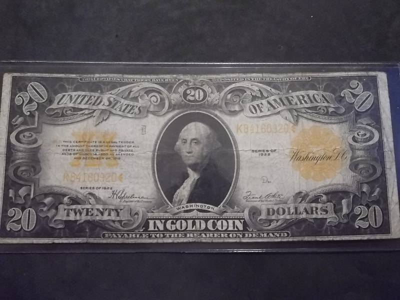 Twenty Dollar Gold Certificate 1922 Series