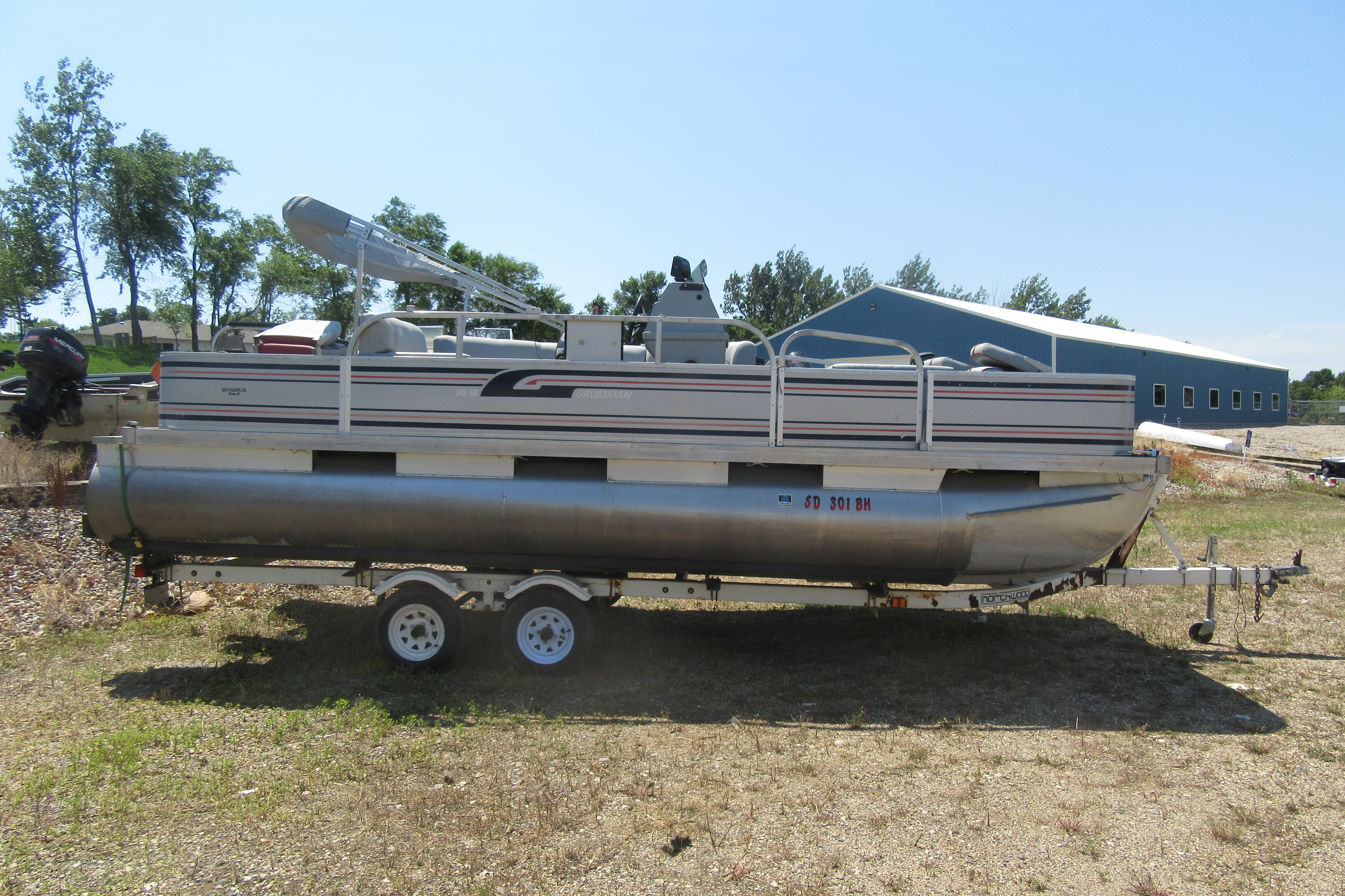 1991 GRUMMAN 20 SF PONTOON | SODAK AUCTIONS SUMMER FUN!!! | K-BID