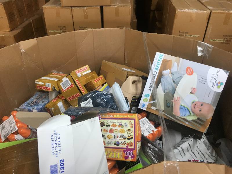 (1) MASSIVE PALLET OF GENERAL MERCHANDISE - PALLET IS BULGING AT THE SEAMS - TONS OF NEW ITEMS GREAT FOR RETAIL OR ON-LINE SELLERS
