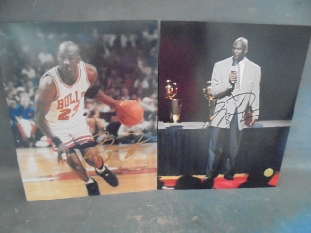 2 Autographed Michael Jordan Glossy Color Prints