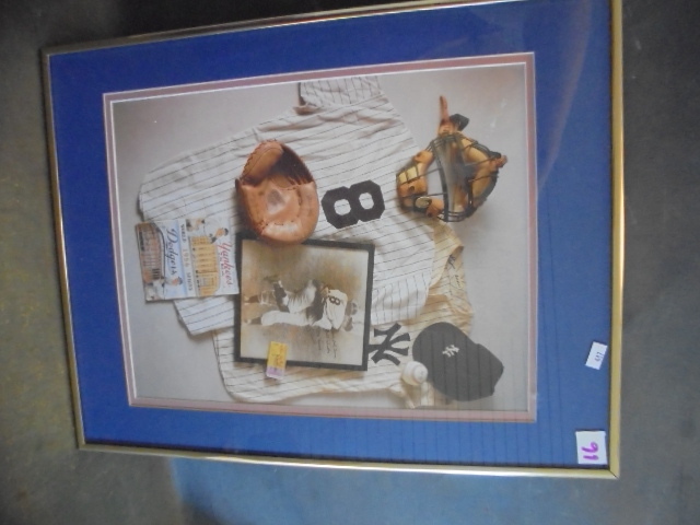 Framed Poster of Vintage Baseball Memorabilia