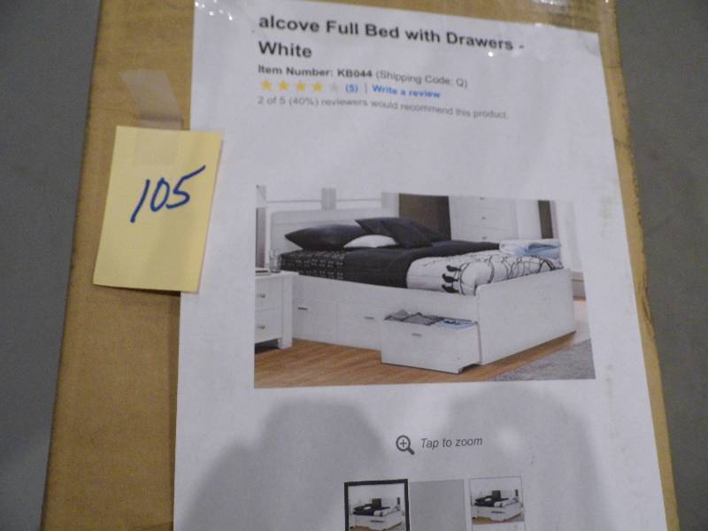 lot 105 image: Alcove Full Size Bed w Drawers