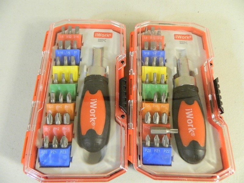 2 New Work 22 Piece Ratcheting Screwdriver Sets