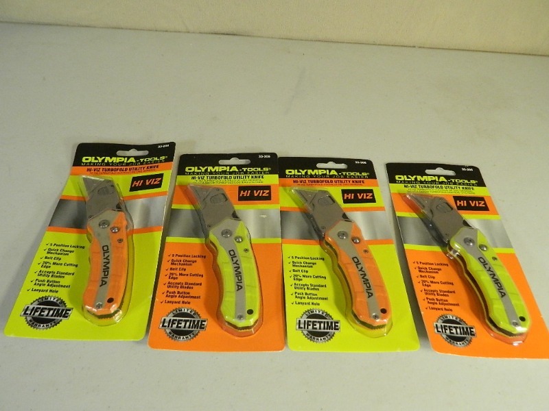 4 New Olympia Hi Viz TurboFold Utility Knives