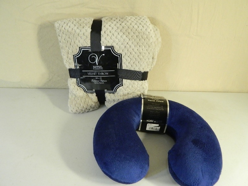 New Velvet Throw and Memory Foam Travel Pillow