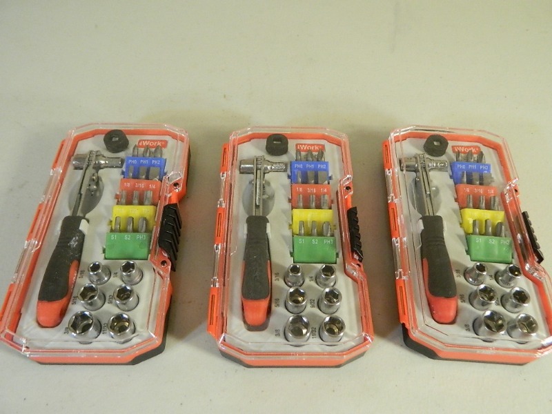 3 New IWork 22 Pc 2 in 1 Ratchet Driver Sets
