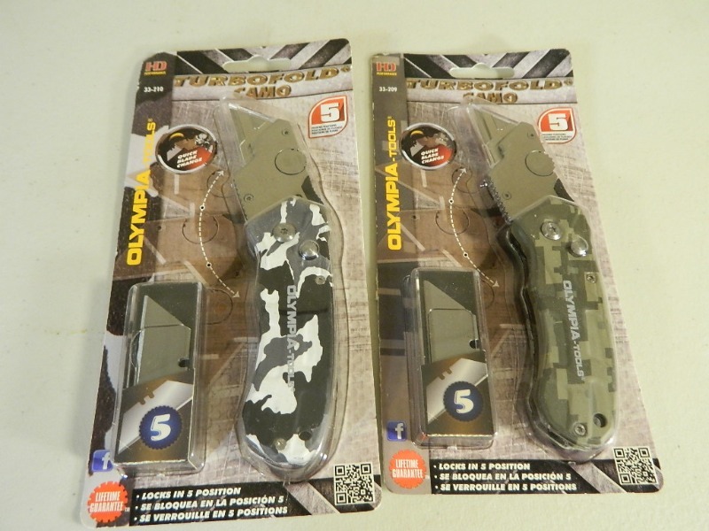 2 New Olympia TurboFold Camo Knives