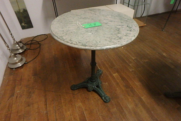 Cast Iron and Marble Caf Table