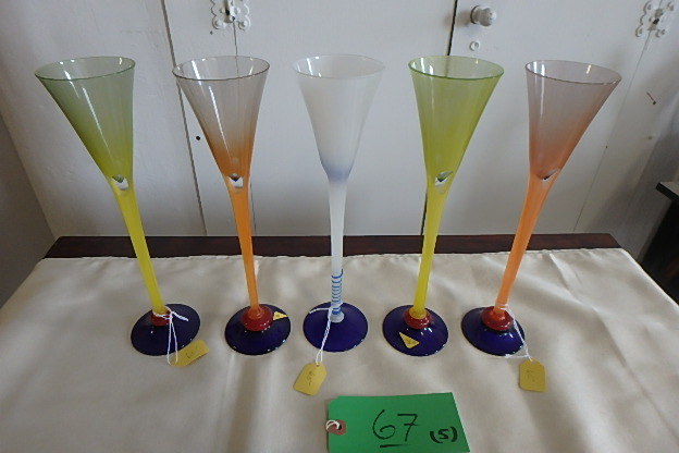 (5) Tall Colorful Flutes