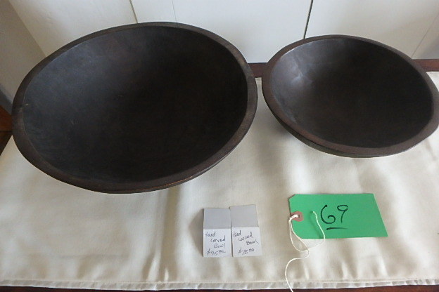 Pair Ebonized Wood Bowl