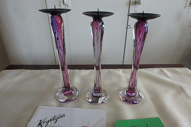 (3) Glass Candle Holders