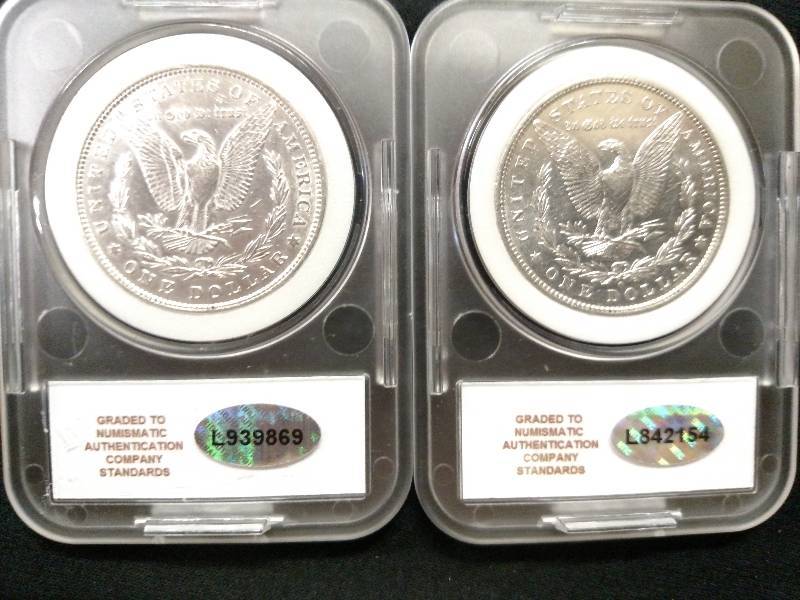 1881 & 1881 O NAC MS66 Morgan Silve...