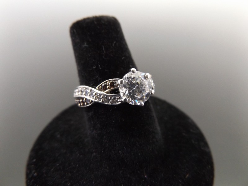 lot 30 image: .925 Sterling Silver Crystal CZ Smokey Quartz Ring Size 6.25