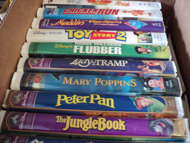 box of VCR movies...
