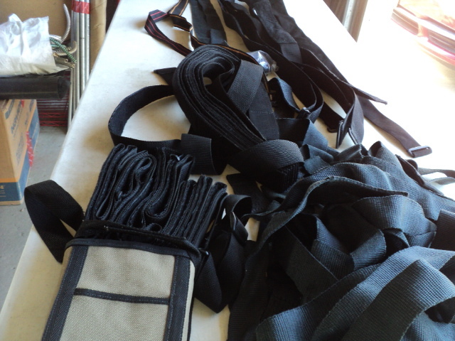 Velcro straps and regular straps...