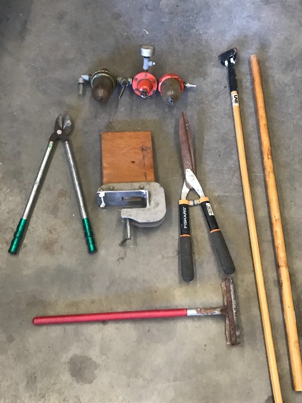 lot 25 image: Lot Of Assorted Yard Tools, Outboa...