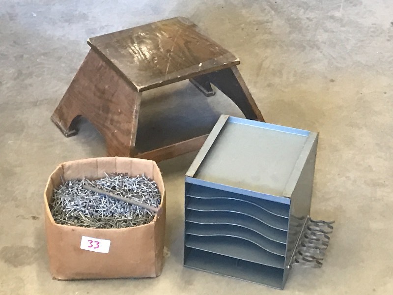lot 33 image: Lot Of Box Of Nails, Wooden Step S...